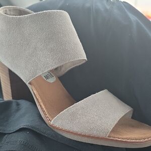 Toms Gray Suede Open-Toe Heels